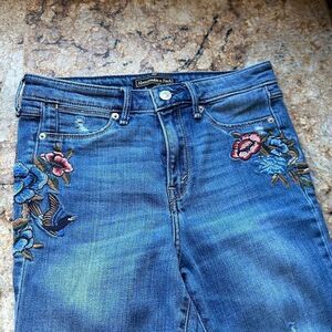 Abercrombie & Fitch Women's Blue Embroidered Jeans